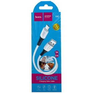 Кабель microUSB Hoco X82 2.4A силиконовый белый 1м (31) - фото