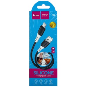 Кабель microUSB Hoco X82 2.4A силиконовый черный 1м (31) - фото