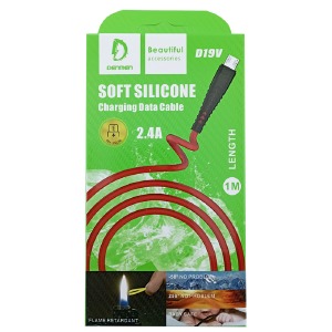 Кабель microUSB Denmen D19V красный силиконовый 1м - фото