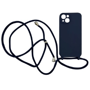 Силикон FULL PROTECTION with STRAP iPhone 13/14 "Soft touch" Original темно-синий (без лого) - фото