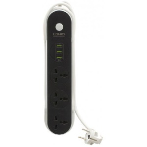 Сетевой фильтр Ldnio SC3301 3 розетки/3USB/10A/1.6м черный - фото