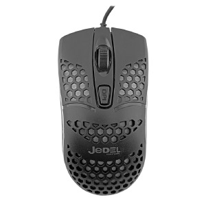 Компьютерная мышка проводная USB Jedel CP77 RGB/4 кнопки/800-2400DPI черная 1,5м - фото