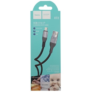 Кабель iPhone Lightning Hoco X72 2.4A силиконовый черный 1м (31) - фото