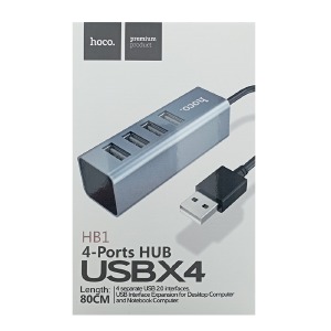 HUB USB Hoco HB1 4в1 (USB2.0х4) tarnish 0,8м (12) - фото