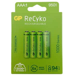 Аккумуляторы GP ReCyko AAA R3 по 4 шт(мизинчиковые) 1000mA/цена за 1 бат. - фото