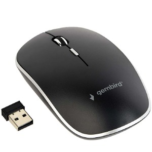 Компьютерная мышка беспроводная Gembird MUSW-4BS-01 безшумное нажатие/4 кнопки/USB 2.4GHz/800-1600DPI черная - фото