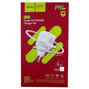 СЗУ Type C to iPhone Lightning Hoco N10 PD 20w белое 1 м - фото