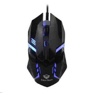 Компьютерная мышка проводная USB игровая Meetion M371 RGB/4 кнопки/800-1600DPI черная 1,5м - фото