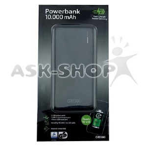 Power bank/Павербанк 10000mA Grixx(ORIG EUROPE) PD/Fast Charge/3.1A черный - фото