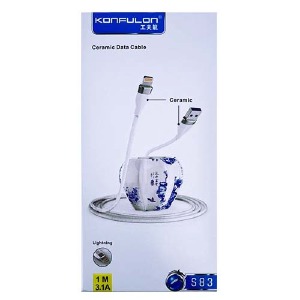 Кабель iPhone Lightning (5/6/7/8...) Konfulon S83 3.1А белый 1 м  - фото