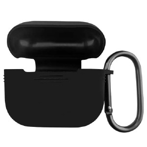 Чехол силикон AirPods 3 черный (Black) с карабином - фото