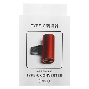 Аудио переходник Type-C(папа)-2хТype-C(мама) красный (работает при условии отсутвия разъема 3,5)# - фото