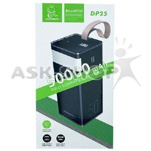 Power bank/Павербанк 50000mA Denmen DP25 черный 2USB-2.1A (input Type-C) + LED с фонариком - фото
