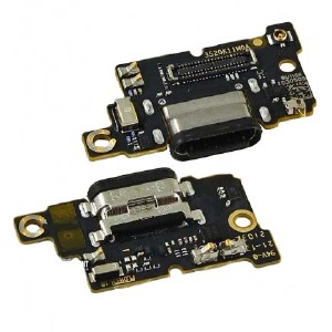 Разъем зарядки (Charger connector) Poco F3, черный, с нижней платой, микрофоном и элементами - фото