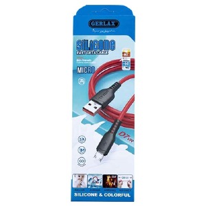 Кабель microUSB Gerlax D7VR 3А/OD3.8 силиконовый красный 1м - фото