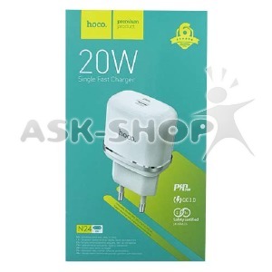 Блочек PD Type-C Hoco N24 PD20W/QC3.0 белый (12) - фото