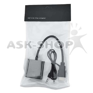 Конвертер HDMI-VGA переходник mini + audio черный 0,1м - фото