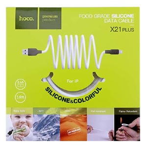 Кабель iPhone Lightning Hoco X21 Plus 2.4A силиконовый черно-белый 1м (28) - фото