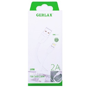 Кабель iPhone Lightning (5/6/7/8...) Gerlax GD-16 2А плоский белый 1м  - фото