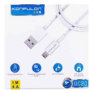 Кабель microUSB Konfulon DC-20 4A белый 1м - фото