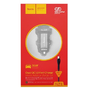 АЗУ Type-C Hoco NZ1 36w QC3.0 2USB черное 1м - фото