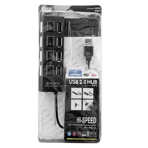 HUB комп'ютерний USB 2.0 (4 в 1) із вимикачами чорний - фото