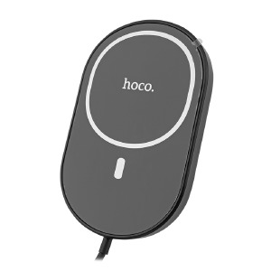 Автодержатель магнитный Hoco CA90 черный с беспроводны зарядным (крепление на вентиляцию) - фото