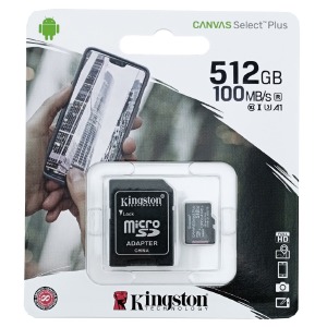 Карта памяти Micro SD 512GB (10) (+adapter) Kingston Canvas Select Plus UHS-I/U-3 - фото