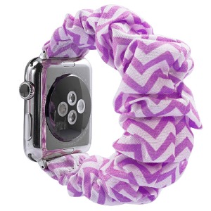 Ремешок для Apple Watch 38/40/41mm тканевой "резинка" зигзаг фиолетовый - фото