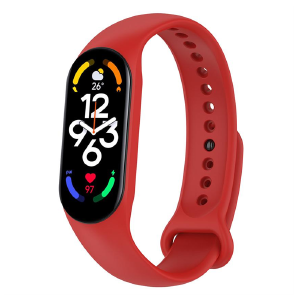 Ремешок для фитнесс браслета Mi Band 7 цветной однотонный красный - фото