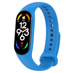 Ремешок для фитнесс браслета Mi Band 5/6 цветной однотонный синий - фото