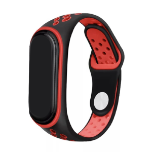 Ремешок для фитнесс браслета Mi Band 3/4 Sport перф. черно-красный - фото