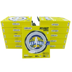 `SET кабелей Type-C to Type-C Gerlax D4T 3А/60W/QC3.0 белый 1м (10ШТ!!!+1ШТ ПОДАРОК) - фото