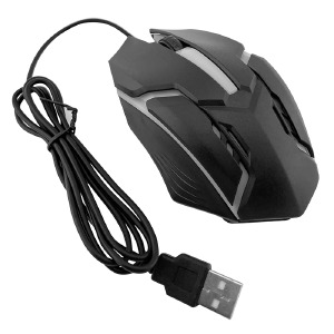 Компьютерная мышка проводная USB WX1 LED черная  - фото