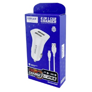 АЗУ microUSB Gerlax C2V 2.4A/2USB белое# - фото
