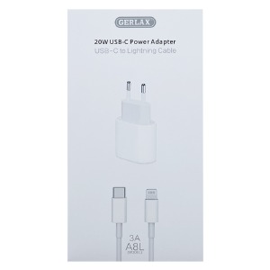 СЗУ Type-C to iPhone Lightning Gerlax A8L 3A/PD20W белый 1м - фото