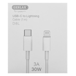 Кабель iPhone PD Type-C to Lightning (11, 11 Pro, 11 Pro Max) Gerlax D8L 3A/30W белый 1м - фото