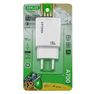 Блочек USB Gerlax A700 3A 18w QC 3.0 1USB белый блистер - фото