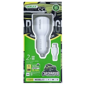 АЗУ microUSB Gerlax C1 2USB-5.4A 30w QC3.0 белый - фото
