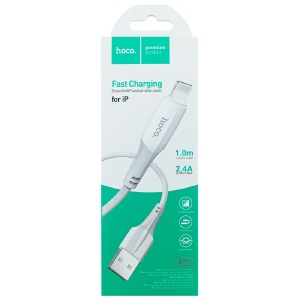 Кабель iPhone Lightning Hoco X70 2.4A тканевой белый 1м (31) - фото