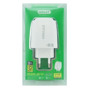 Блочек USB Gerlax GA-27PS 3A 20W + PD QC3.0 (MI TURBO CHARGE) белый - фото