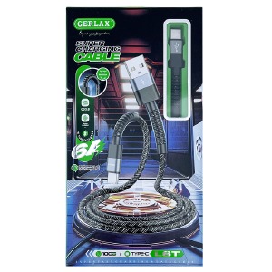 Кабель Type-C Gerlax L6T 6A/OD3.8 тканевой черный 1м  - фото