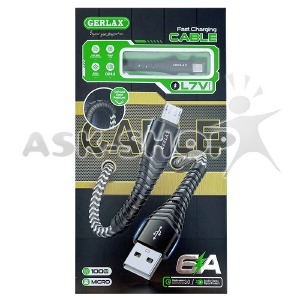 Кабель microUSB Gerlax L7V 6А/OD3.8/QC3.0 тканевой черный 1м - фото