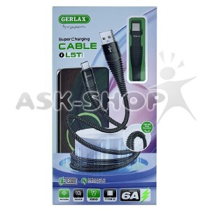 Кабель Type-C Gerlax L5T 6A/OD3.8 тканевой черный 1м - фото