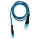 Кабель microUSB Gerlax L5V 6А/QC3.0 тканевой синий 1м - фото 1