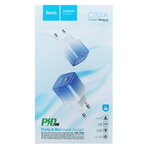 Блочек PD Type-C Hoco C101A PD20W бело-голубой (11) - фото