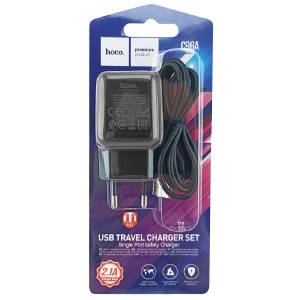 СЗУ microUSB Hoco C96A 2.1A/1USB/блистер черный 1м (27) - фото