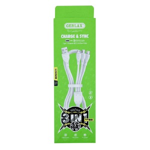 Кабель 3в1 (microUSB+Lightning+Type-C) Gerlax D5G белый 3А 1,25м - фото