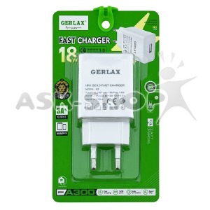 Блочек USB Gerlax A300 3A 18w QC 3.0 1USB белый (блистер)  - фото