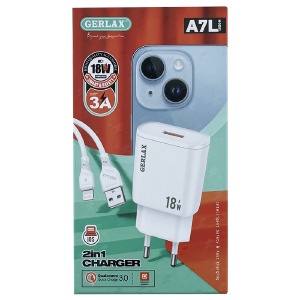 СЗУ iPhone Lightning Gerlax A7L 3A/1USB/18W/QC3.0 белый 1м - фото